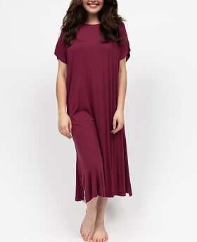 Yasmin Jersey Long Nightdress Oxblood