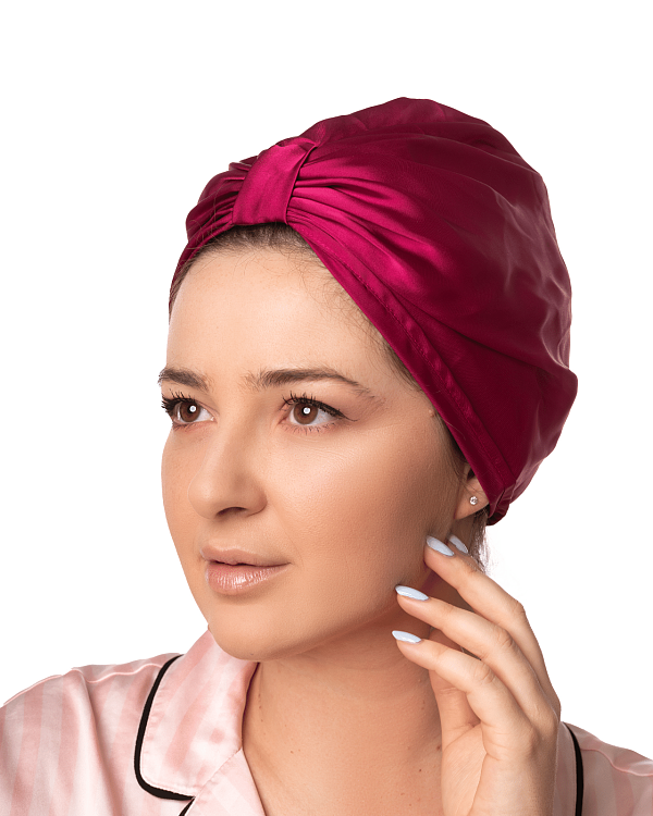 Silk Hair Turbans for Sleeping Fuschia TKD Lingerie