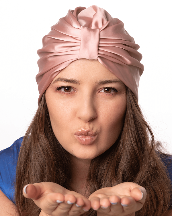 Silk Hair Turbans for Sleeping Dusty Pink TKD Lingerie