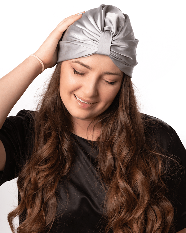 Silk Hair Turbans for Sleeping Silver TKD Lingerie