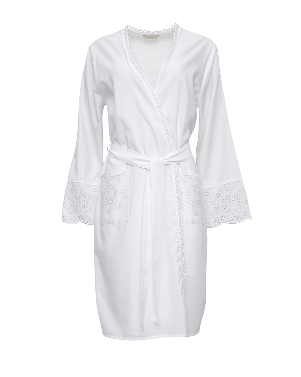 Saskia Embroidered Short Dressing Gown TKD Lingerie