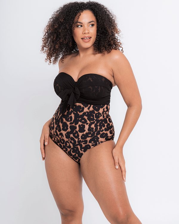 Wrapsody Bandeau Swimsuit Leopard Print TKD Lingerie